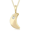 14k Yellow Gold .03 ct Diamond Small Crescent Moon Necklace