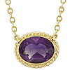 14k Yellow Gold Oval Amethyst Solitaire Necklace With Gallery Border