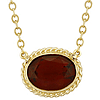 14k Yellow Gold Oval Garnet Solitaire Necklace With Gallery Border