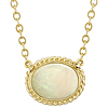 14k Yellow Gold Oval Opal Solitaire Necklace With Gallery Border