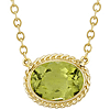 14k Yellow Gold Oval Peridot Solitaire Necklace With Gallery Border
