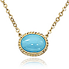 14k Yellow Gold Oval Turquoise Bezel Necklace