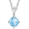 14k White Gold 1/3 ct Sky Blue Topaz Solitaire Necklace