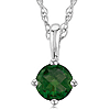 14k White Gold 1/4 ct Emerald Solitaire Necklace