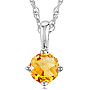 14k White Gold 1/4 ct Citrine Solitaire Necklace