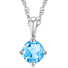 14k White Gold 1/4 ct Swiss Blue Quartz Solitaire Necklace
