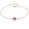 14k Yellow Gold 1.2 ct Oval Amethyst Solitaire Adjustable Bracelet