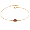 14k Yellow Gold Oval Garnet Solitaire Adjustable Bracelet