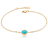 14k Yellow Gold Oval Turquoise Solitaire Adjustable Bracelet