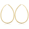 14k Yellow Gold Flat Teardrop Hoop Earrings 2in