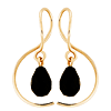 14k Yellow Gold Mini Black Onyx Briolette Threader Earrings