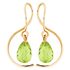 14k Yellow Gold Mini Peridot Briolette Threader Earrings