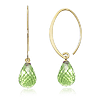 14k Yellow Gold Peridot Briolette Drop Earrings