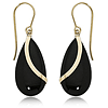14k Yellow Gold Onyx Almond Drop Earrings with Threader Wire