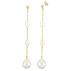 14k Yellow Gold Oval and Baroque Freshwater Cultured Pearl Line Earrings