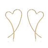 14k Yellow Gold Heart Crossover Threader Earrings