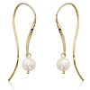 14k Yellow Gold Mini Ribbon Threader Earrings with Freshwater Cultured Pearls
