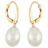 14k Yellow Gold 12mm Baroque Freshwater Cultured Pearl Leverback Earrings