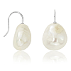 14k White Gold Baroque Freshwater Cultured Pearl Drop Earrings