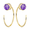 14k Yellow Gold 1/2 ct Amethyst Hoop Threader Earrings