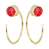 14k Yellow Gold 2/3 ct Ruby Hoop Threader Earrings