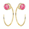14k Yellow Gold 1/2 ct Pink Tourmaline Hoop Threader Earrings