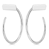 14k White Gold Bar Hoop Threader Earrings
