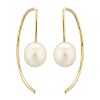 14k Yellow Gold 6mm Freshwater Cultured Pearl Angled Threader Earrings