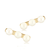14k Yellow Gold Pearl Bar Stud Earrings