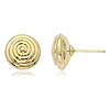 14k Yellow Gold Round Swirled Button Earrings