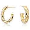14k Yellow Gold Twisted Oval Open Hoop Earrings 7/8in