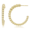 14k Yellow Gold Graduated Bead Hoop Earrings 1in