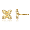 14k Yellow Gold Modern Flower Stud Earrings