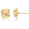 14k Yellow Gold Puffed Twisted Floral Stud Earrings