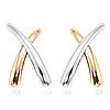 14k Two-tone Gold Small Crossover Stud Earrings