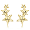 14k Yellow Gold Three Stars Ear Climber Earrings