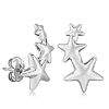 14k White Gold Three Stars Ear Climber Earrings