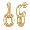 14k Yellow Gold Chunky Oval Double Link Dangle Earrings