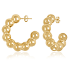 14k Yellow Gold Beaded Open Hoop Earrings 1in