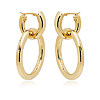 14k Yellow Gold Round and Oval Drop Hoop Earrings 1.6in