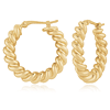 14k Yellow Gold Spiral Twisted Hoop Earrings 3/4in