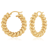 14k Yellow Gold Spiral Twisted Hoop Earrings 1in