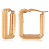 14k Yellow Gold Square Ribbed Hoop Earrings