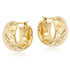 14k Yellow Gold Hammered Huggie Hoop Earrings