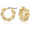 14k Yellow Gold Knotted Huggie Hoop Earrings 