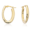 14k Yellow Gold Tapered Oval Hoop Earrings 7/8in