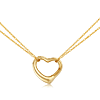 14k Yellow Gold Two Strand Loose Rope Open Heart Necklace