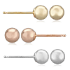 Set of Three 14k Rose White and Yellow Gold Ball Earrings
