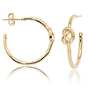 14k Yellow Gold Knot Round Hoop Earrings 1in