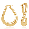14k Yellow Gold Wavy Hoop Earrings With Polished Finish 1in